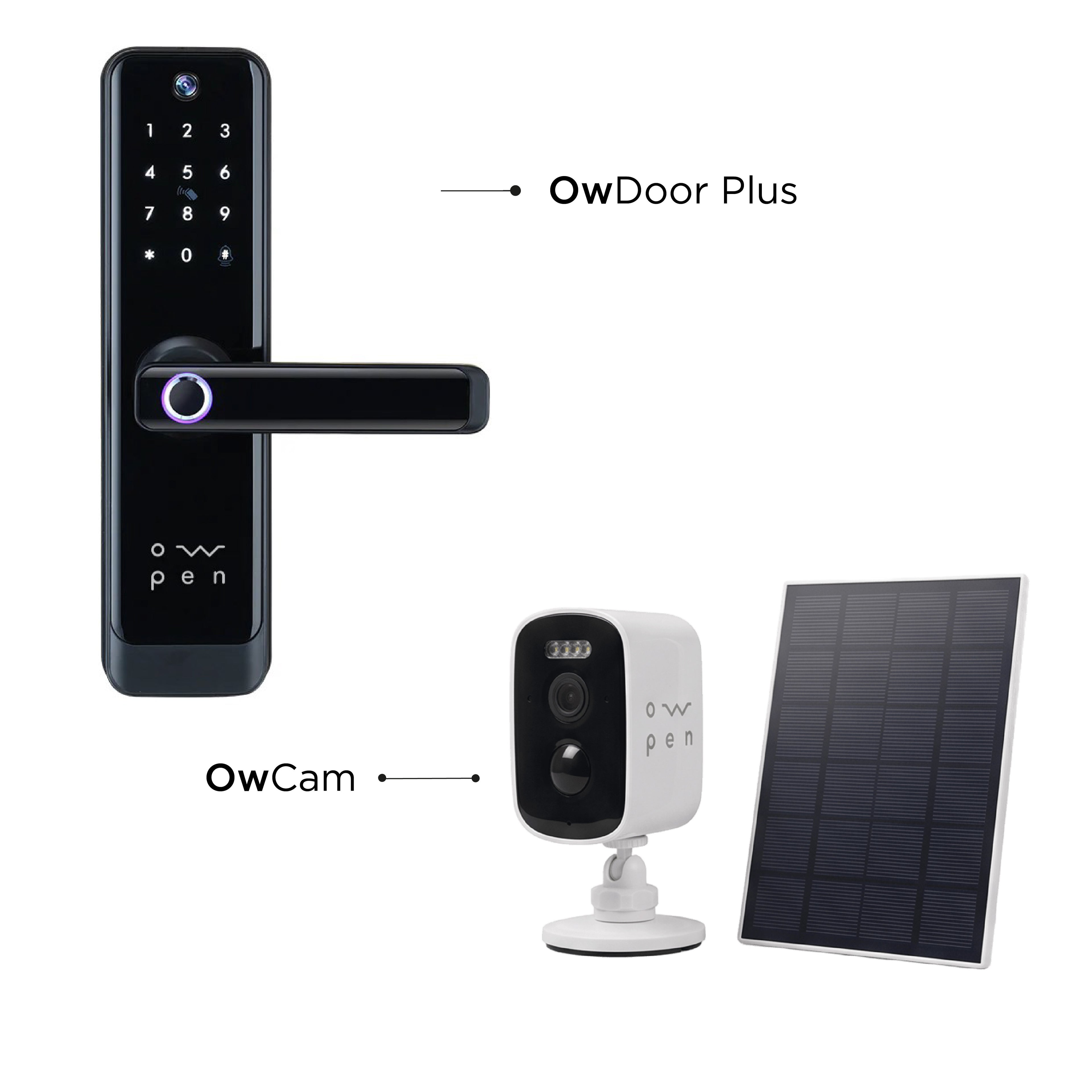 Pack Cerradura Ow-door Plus, Cámara y Cargador Solar Owpen®