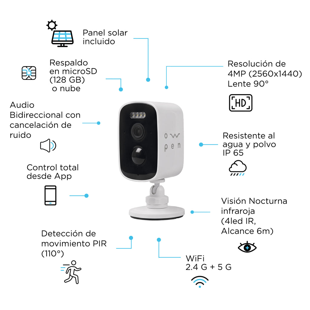 Ow Cam - Cámara Inteligente con Panel Solar